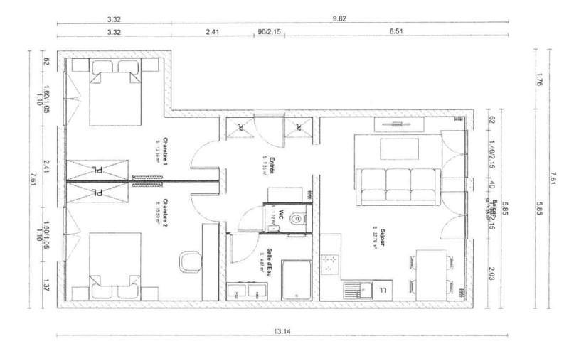 Vente Appartement TOURS - 2 pièces -59 m² - (37000)