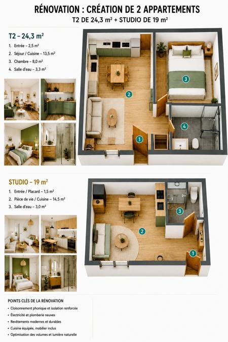 Vente Appartement VILLEURBANNE - 2 pièces -48 m² - (69100)